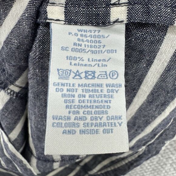 Boden Dress Womens 6R Gray Striped Linen Popover Button Up Knee Length Collared - Picture 14 of 15